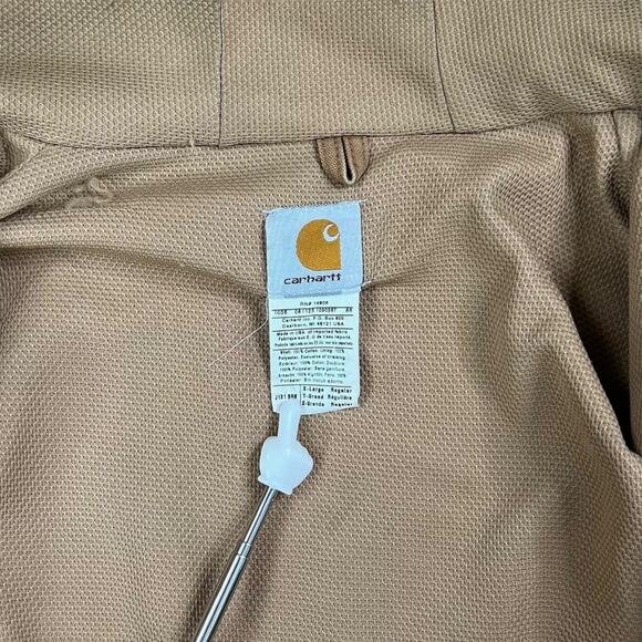 Vintage 90s Carhartt Jacket Mens XL Tan Cotton Canvas Mesh Hooded Union Made USA - Picture 4 of 4